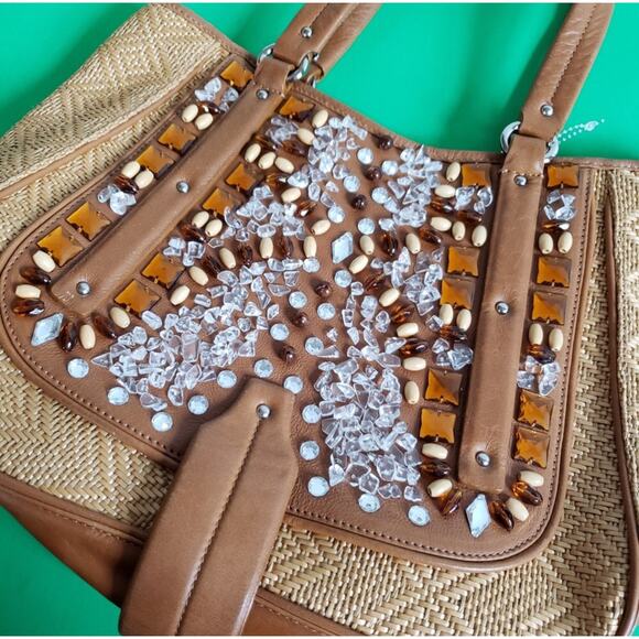 Rare Cole Haan Jeweled Leather Tote - Picture 2 of 7